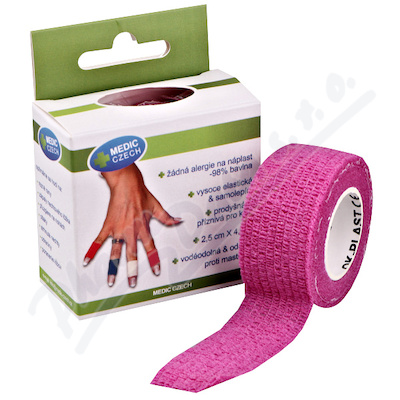 Rychlonáplast elastická 25mmx450cm růžová