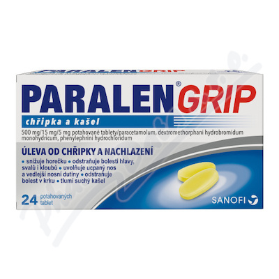 Paralen Grip chřipka a kašel 500/15/5mg tbl.flm.24