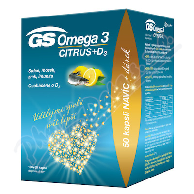 GS Omega 3 Citrus+D cps.100+50 dárek 2021 ČR/SK