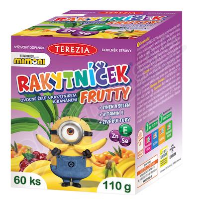 RAKYTNÍČEK Frutty želat.+Zn+Se+Vit.E MIMONI 60ks