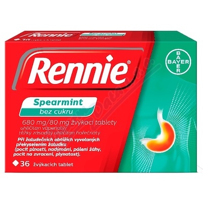 Rennie Spearmint bez cukru 680mg/80mg tbl.mnd.36