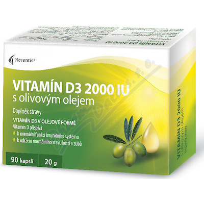 Vitamín D3 2000 IU s olivovým olejem cps.90