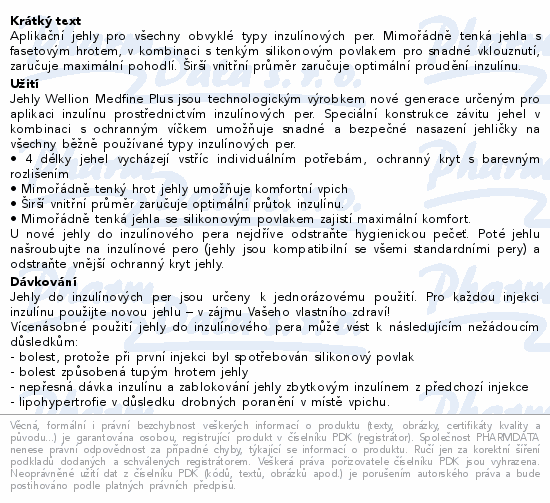 Wellion MEDFINE jehly inz.pera 8mm 31G 100ks