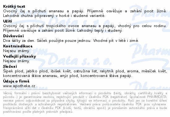 Apotheke Ananas a papája čaj 20x2g