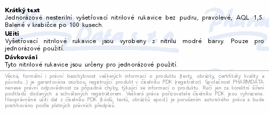 Rukavice nitrilové MAXTER bezpudrové vel.S 100ks