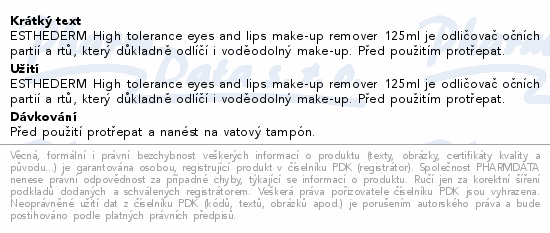 ESTHEDERM Osmoclean odličovač očí a rtů 125ml