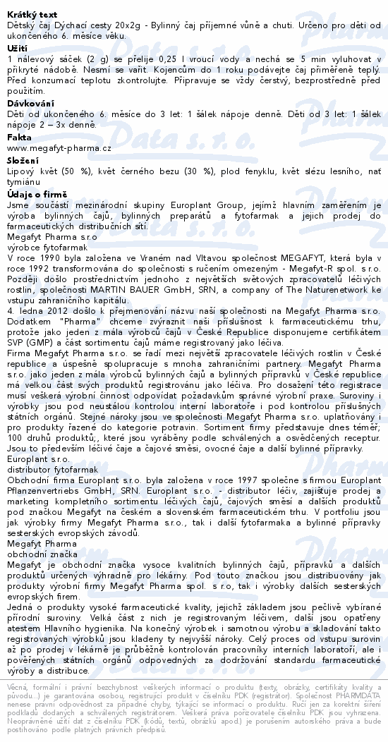 Megafyt Dětský čaj dýchací cesty 20x2g