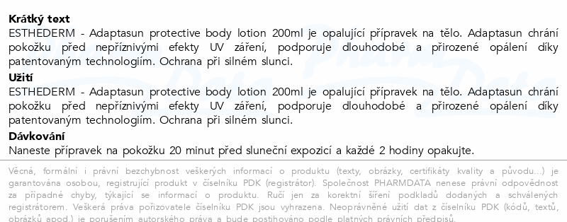 ESTHEDERM Adaptasun protective body lotion 200ml