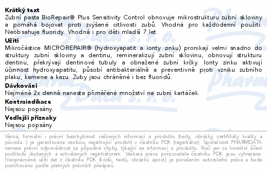 BioRepair Plus Sensitive Control zubní pasta 75ml
