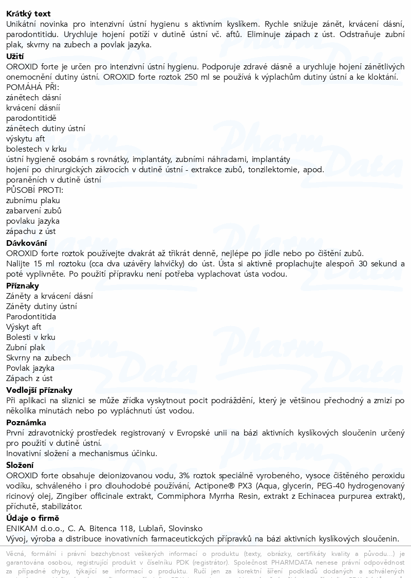 OROXID forte roztok pro ústní hygienu 250ml