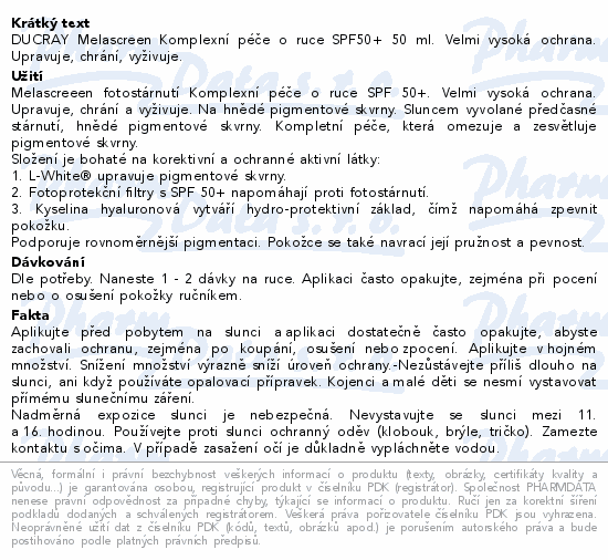 DUCRAY Melascreen Komplex.péče o ruce SPF50+ 50ml