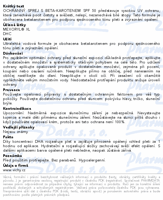 VICHY CAPITAL SOLEIL sprej betakaroten SPF50 200ml