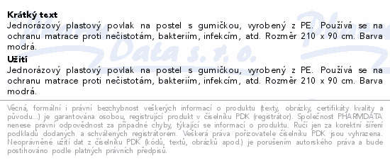 Povlak PVC na lůžko 10ks