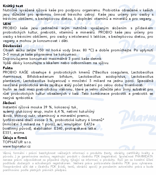 Topnatur Probio kaše dračí ovoce 60g