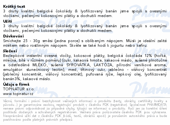 Topnatur Müsli srdcem trio čoko&banán 250g