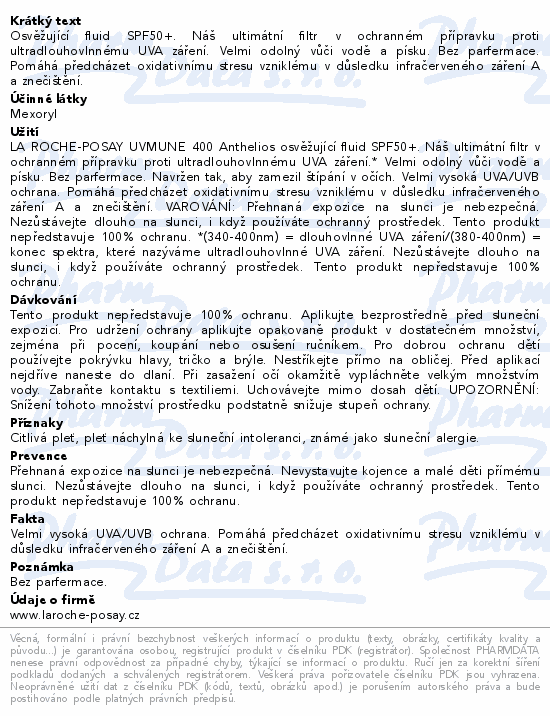 LA ROCHE-POSAY ANTHELIOS fluid SPF50+ 50ml