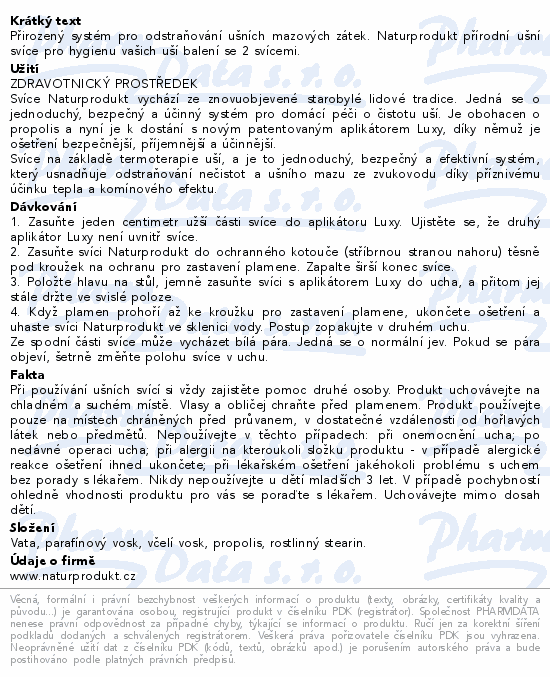 Naturprodukt Přírodní ušní svíce 2ks