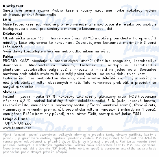 Topnatur Probio kaše stracciatella 60g