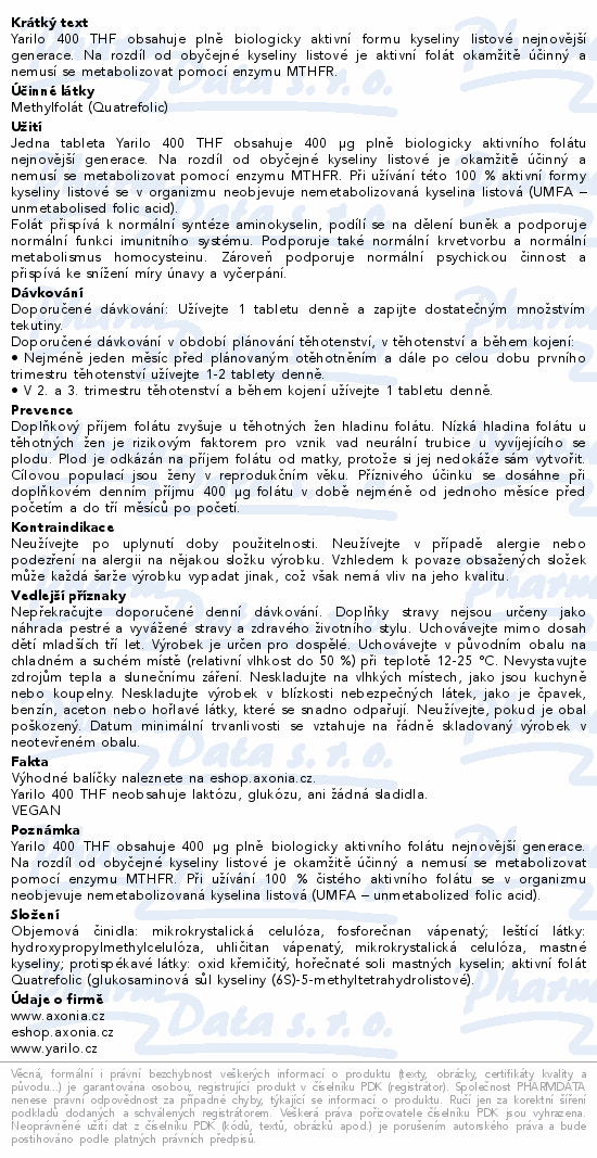 Yarilo 400 THF tbl.30