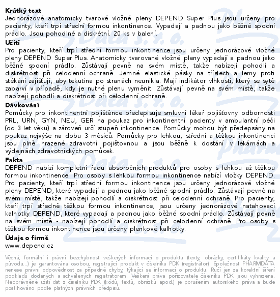 Depend Anatomic Super Plus inkont.vložné pleny20ks