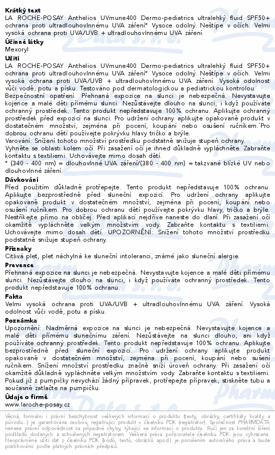 LA ROCHE-POSAY ANTHELIOS fluid děti SPF50+50ml