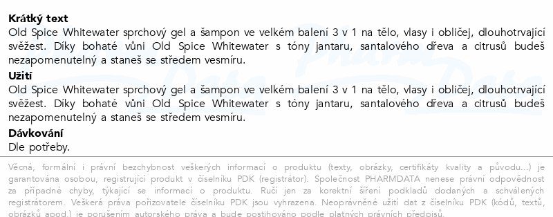 Old Spice WhiteWater sprchový gel 3v1 1000ml