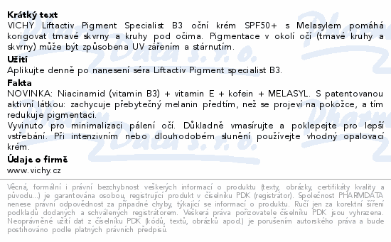 VICHY LIFTACTIV Pigment Speci.B3 oční SPF50+ 15ml