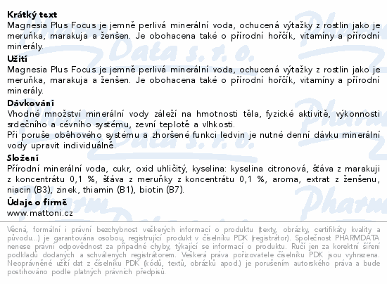 Magnesia Plus Focus mer.marak.ženš.jemně perl.0.7l