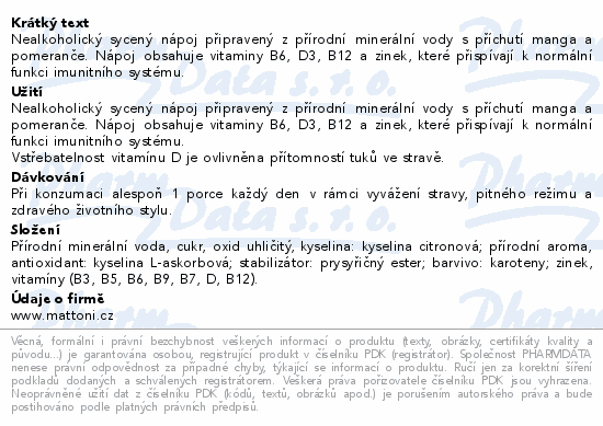 Mattoni Imuno mango pomeranč jemně perlivá 0.7l