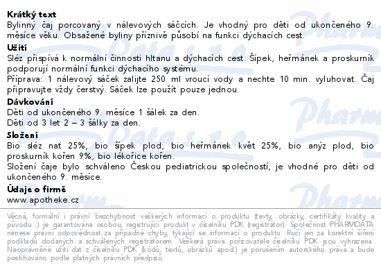 Apotheke Pohádkový dětský čaj Dých.cestyBIO20x1.5g