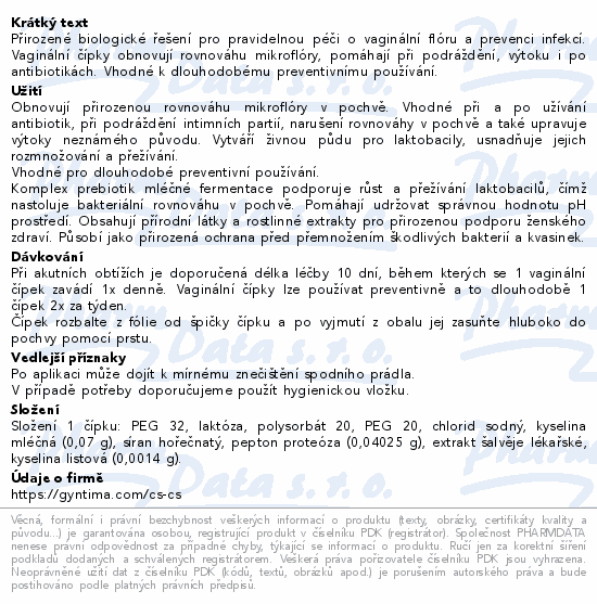 Fytofontana GYNTIMA Probiotica vag.čípky 10ks