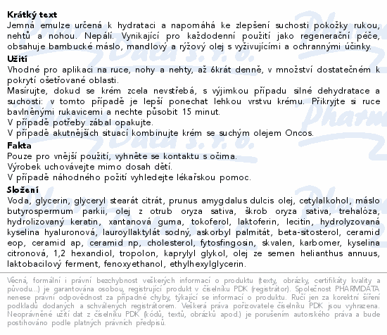 Oncos Regenerační krém na ruce nohy a nehty 100ml