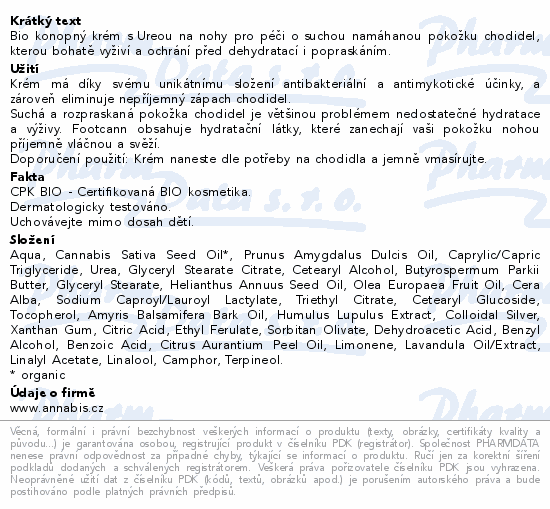 Annabis Footcann UREA výživ.krém na nohy BIO 75ml