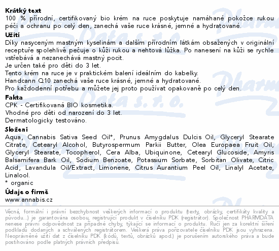 Annabis Handcann Q10 regener.krém na ruce BIO 75ml