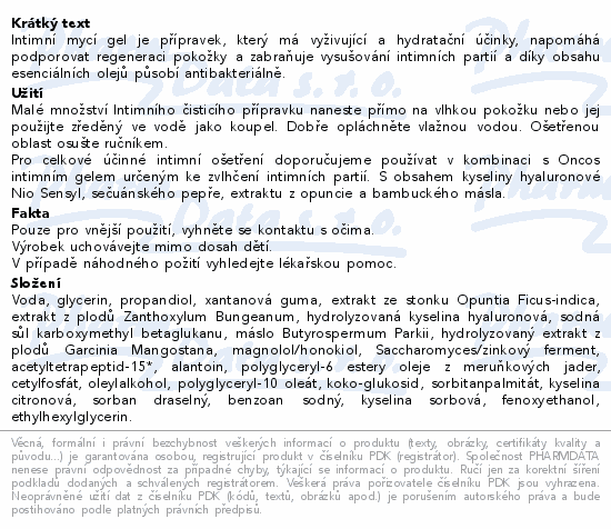 Oncos Intimní mycí gel 150ml