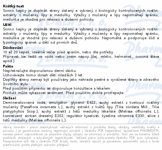 Sonno kapky 30ml Pharmalife