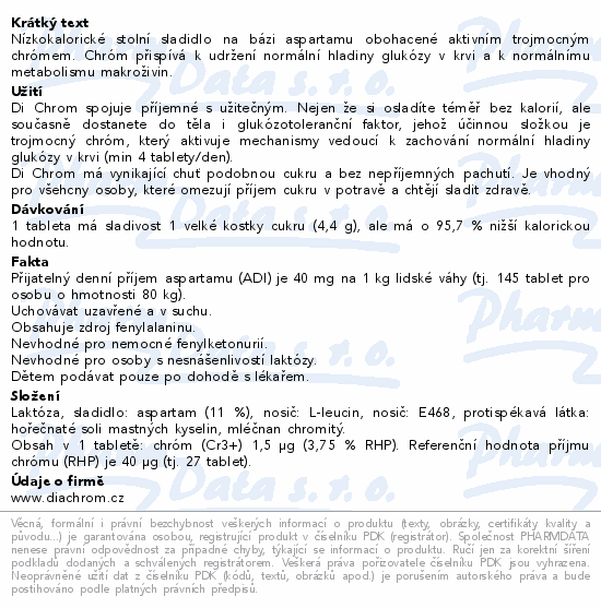 Di Chrom stolní sladidlo tbl.80