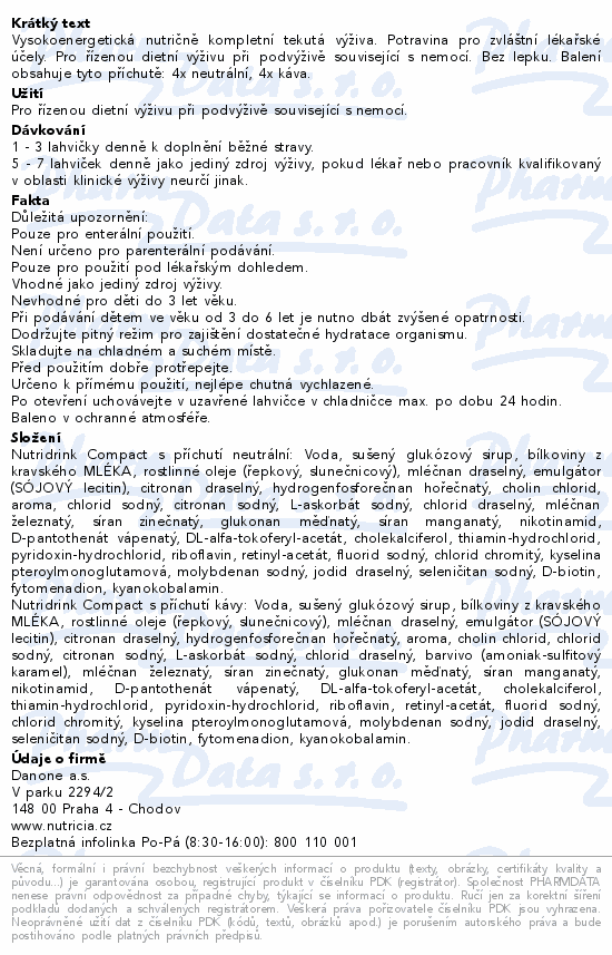 Nutridrink Compact 6+2 (neutral-káva) 8x125ml