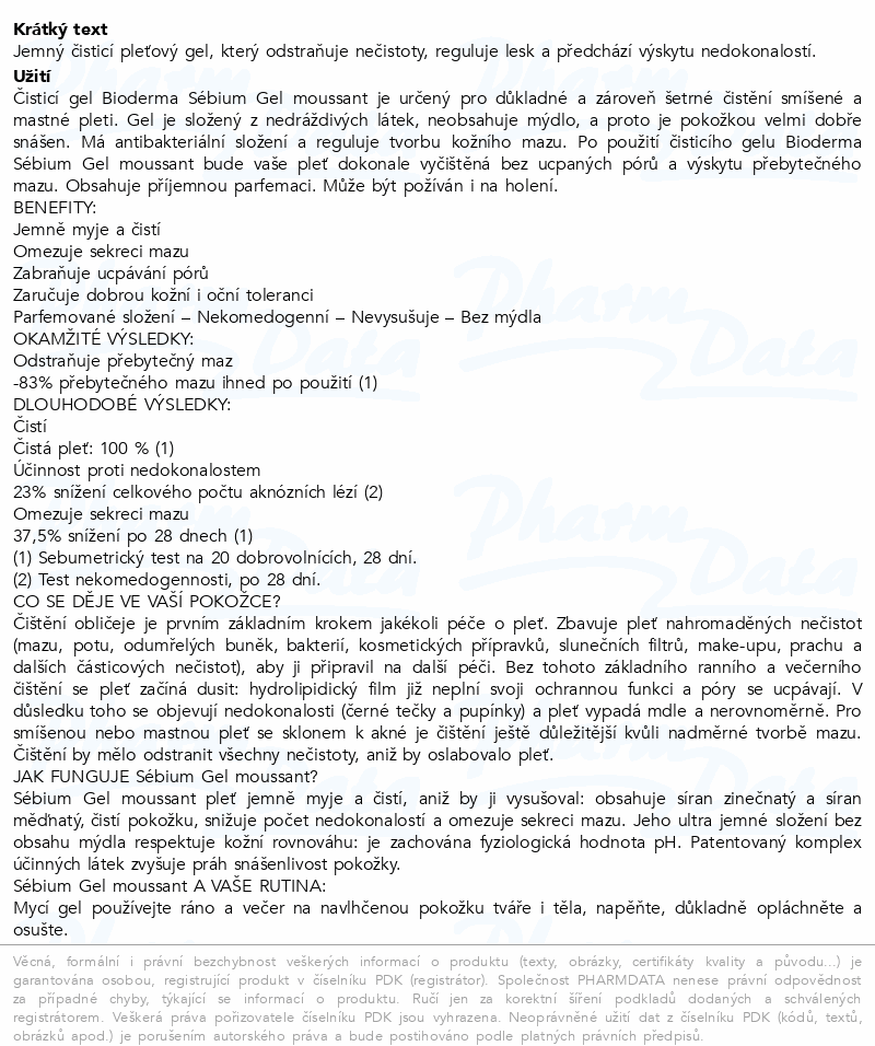 BIODERMA Sébium Gel moussant 400ml