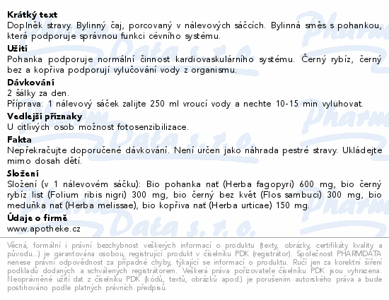 Apotheke BIO Pohankový čaj s bezovým květ.20x1.5g