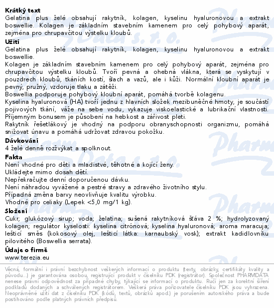 TEREZIA Gelatina plus želé 120ks