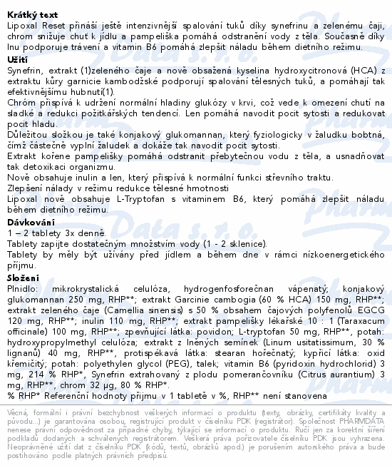 Lipoxal Reset 90 tablet