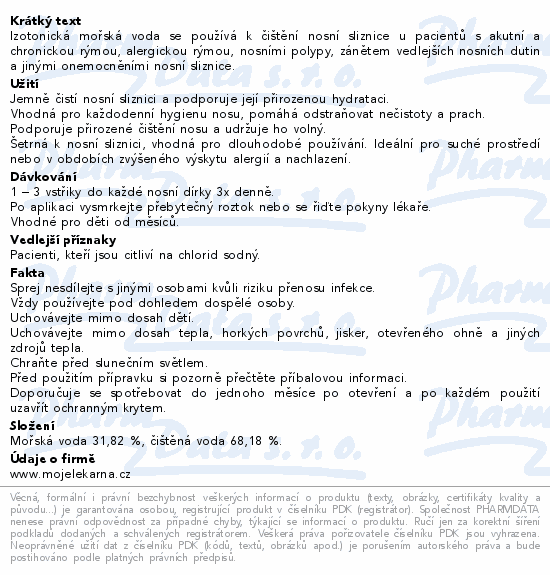 Mořská voda izoton.nosní sprej 50ml Moje lékárna