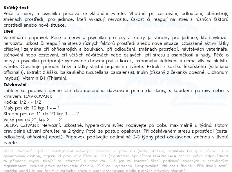 PET HEALTH CARE Péče o nervy a psychiku tbl.60