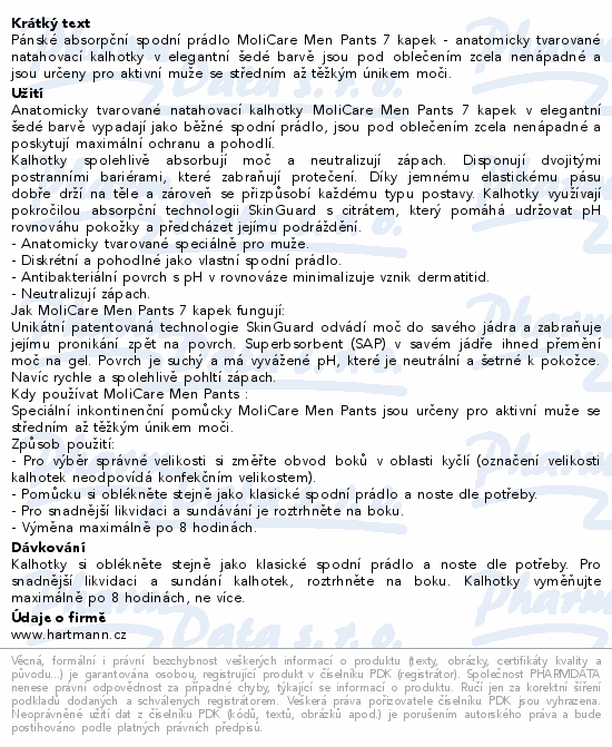 Hartmann MoliCare Men absorpční kalh.7k L 7ks