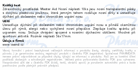 Master Aid Nosní náplasti 56x17mm 10ks