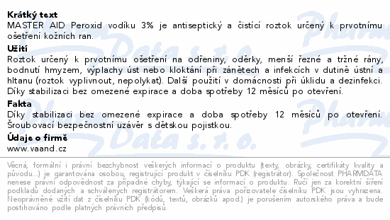 Master Aid Peroxid vodíku 3% 250ml
