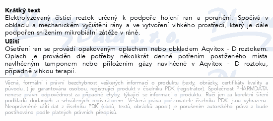 AQVITOX D roztok na ošetření ran 500ml