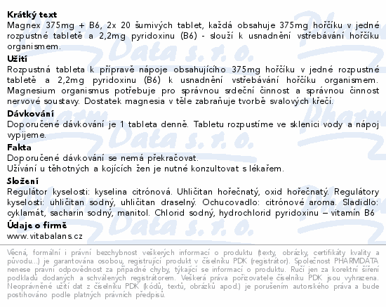 Magnex 375mg+B6 eff. Lemon šumivých tbl.2x20