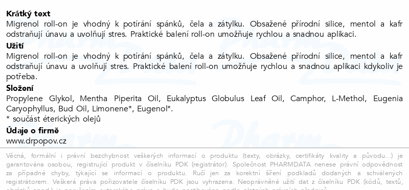 Dr.Popov Migrenol roll-on masážní olej 10ml